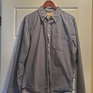 Hollister Blue and White Checkered Shirt
